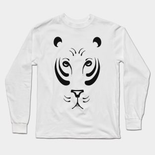 Tiger silhouette with black strokes. Wild animal world in lines. Long Sleeve T-Shirt